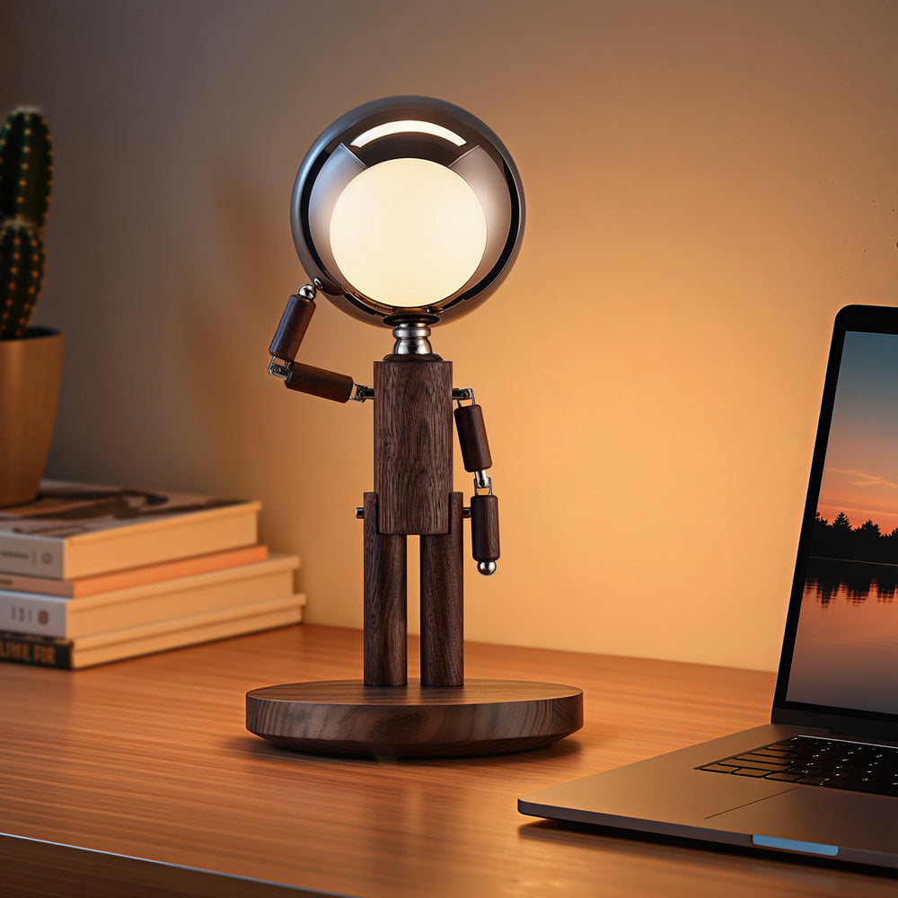 Cordless Rechargeable Wooden Table Lamp with Touch Control & Dimming
