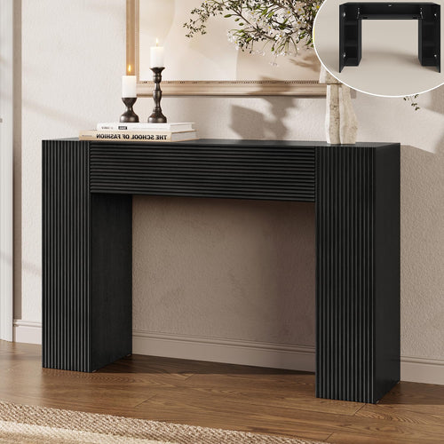 43" Fluted Narrow Console Table with Storage