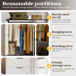 Sliding Barn Door Wardrobe Closet with Mirror & Sensor Lights