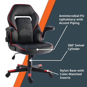 Ergonomic Gaming Chair with Flip-Up Armrests & 360° Swivel