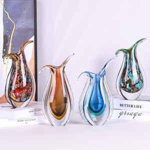 Hand Blown Glass Vase – Murano Style Ellipse Flower Vase