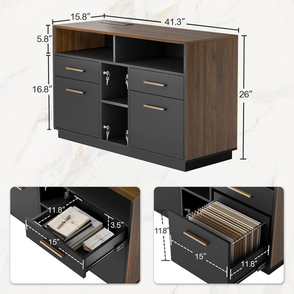 71-Inch Electric Standing Desk with File Cabinets & Storage