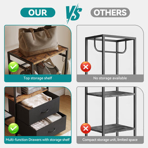 Narrow Clothes Rack with Drawers