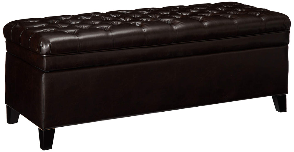 Round PU Storage Ottoman with Birch Legs