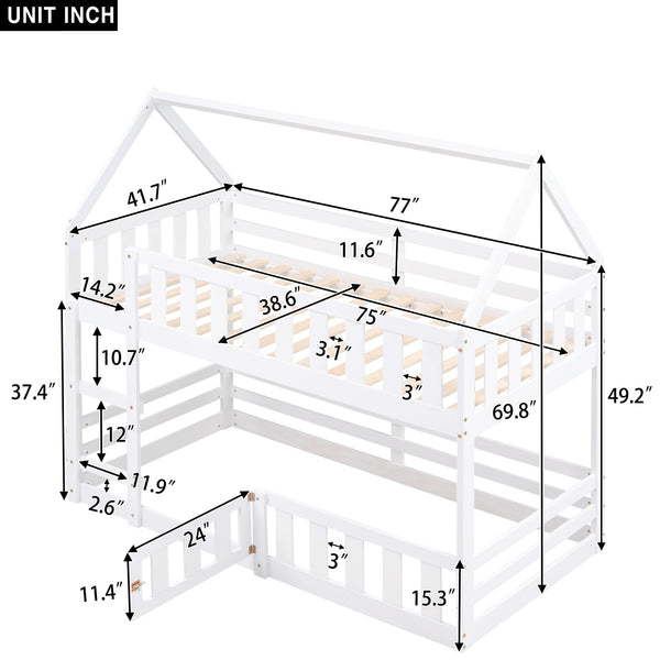 Twin Over Twin House Bunk Bed
