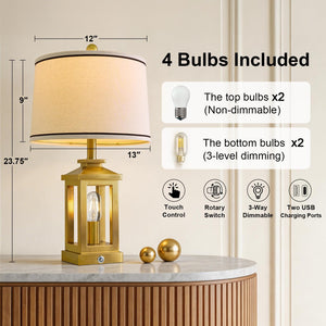 Dimmable Touch Table Lamp with USB Ports & Night Light