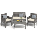 4-Piece Outdoor Wicker Patio Conversation Set with Cushions & Table
