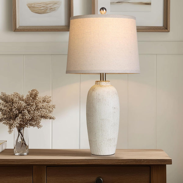 25" Ceramic Jar Table Lamps Set of 2