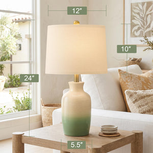 24" Farmhouse Table Lamp – Hand-Textured Ceramic Ombre
