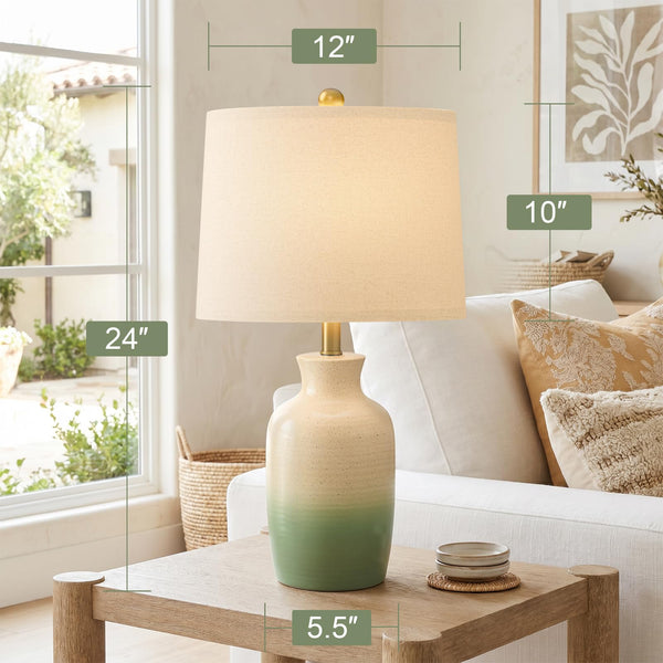 24" Farmhouse Table Lamp – Hand-Textured Ceramic Ombre