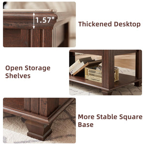 Farmhouse Coffee Table with Open Storage Shelf