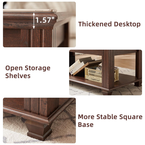 Farmhouse Coffee Table with Open Storage Shelf