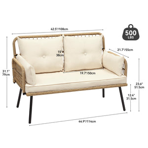 Outdoor Wicker Loveseat with Cushions