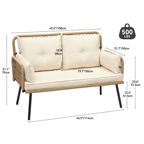 Outdoor Wicker Loveseat with Cushions