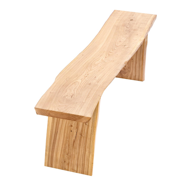 Live Edge Solid Elm Wood Bench