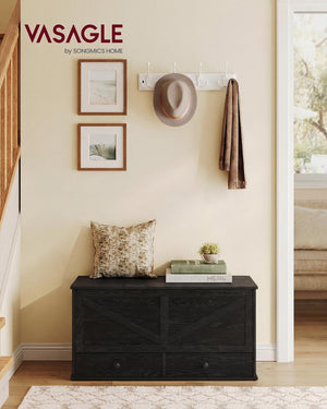Farmhouse Storage Bench with 2 Fabric Drawers