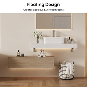 35" Floating Bathroom Vanity with Sintered Stone Countertop & Ceramic Sink