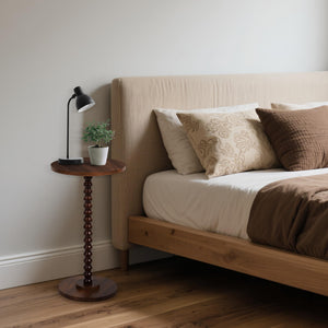 Round Side Table – Small End Table with Solid Wood Legs