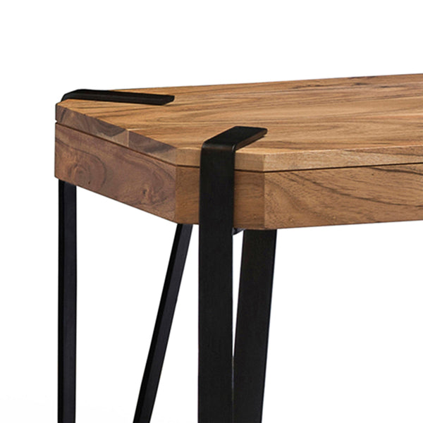 48" Live Edge Acacia Wood Bench with Bottom Shelf