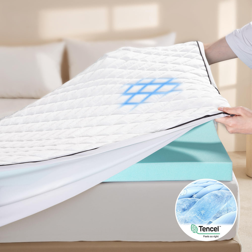Memory Foam Mattress Topper - Dual Layer Cooling Pillow Top