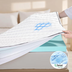 Memory Foam Mattress Topper - Dual Layer Cooling Pillow Top