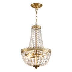 4-Light K9 Crystal Chandelier – Brushed Brass Pendant Light