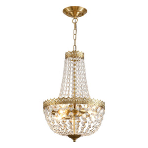 4-Light K9 Crystal Chandelier – Brushed Brass Pendant Light
