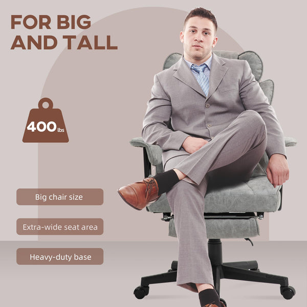 Big & Tall Ergonomic Executive Office Chair – Microfiber, Lumbar Support & Footrest
