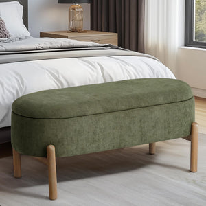 Corduroy Upholstered Storage Bench with Hidden Storage