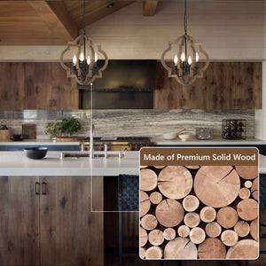 4-Light Wood Farmhouse Chandelier
