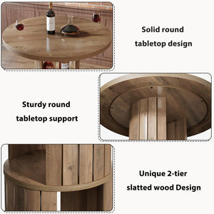 Round Bar Table with Storage & Metal Footrest