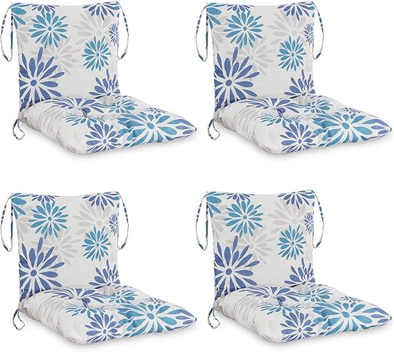 Outdoor Patio Chair Cushions with Back – 21.7 x 43.3 Inch Dining Seat Cushions with Ties