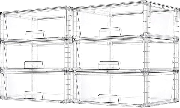 Clear Stackable Storage Drawers with Handles – 15" Wide Acrylic Organizer Bins