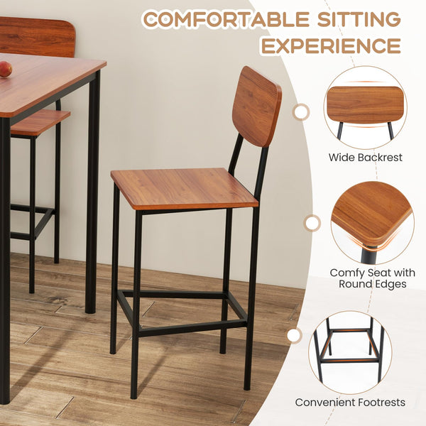 5-Piece Counter Height Dining Table Set with 4 Bar Stools
