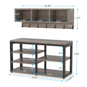 Industrial Hall Tree with Bench & Shoe Storage