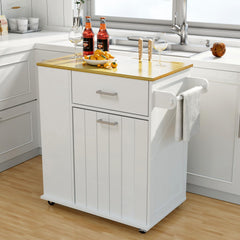 Rolling Kitchen Island with Trash Can Storage