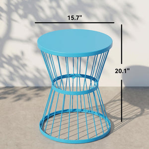16" Steel Patio Side Table with Hourglass Design