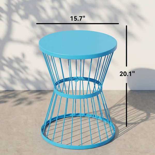 16" Steel Patio Side Table with Hourglass Design
