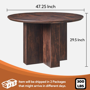 Round Dining Table 47" | Rustic Walnut | Seats 4–6