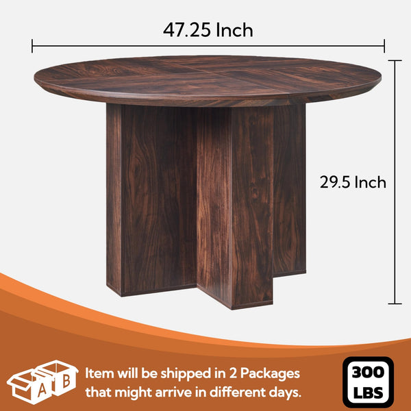 Round Dining Table 47" | Rustic Walnut | Seats 4–6