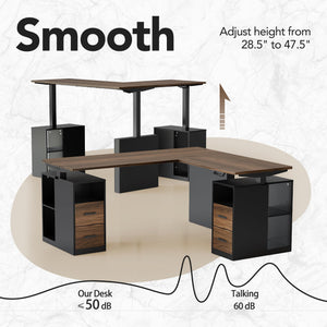 L-Shaped Electric Standing Desk with Storage Drawers
