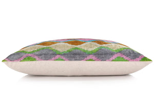Colorful Wave Silk Velvet Throw Pillow 16x24