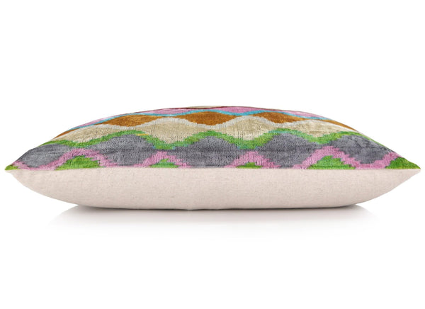 Colorful Wave Silk Velvet Throw Pillow 16x24