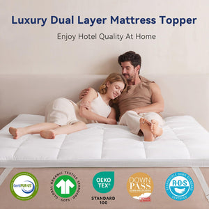 Dual Layer Memory Foam & Goose Down Mattress Topper