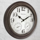 26" Indoor Outdoor Farmhouse Wall Clock with Thermometer & Hygrometer