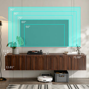 71" Floating TV Stand Wall Mounted Entertainment Center with Storage