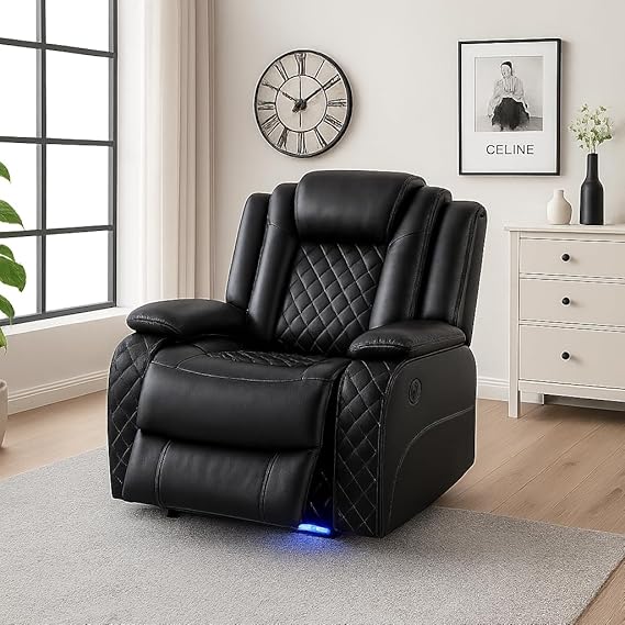 Power Reclining Sofa with Wireless Charging & LED Lights