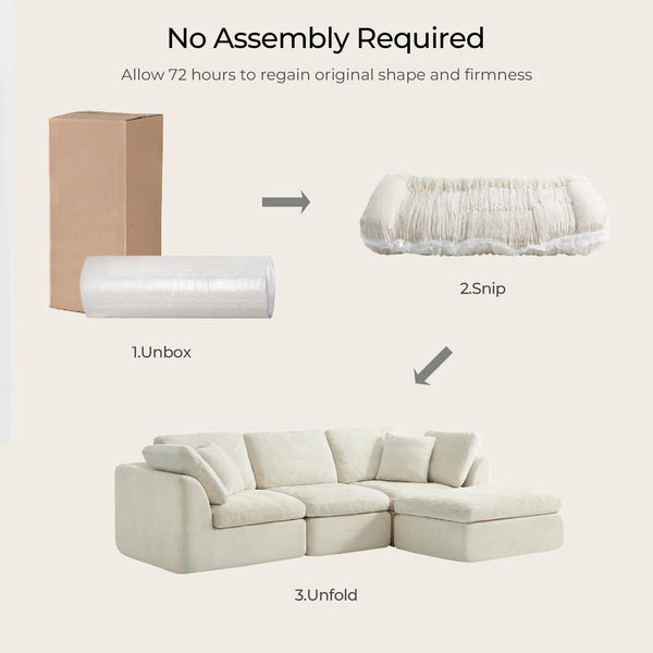 L-Shaped Modular Sectional Sofa with Ottoman – Chenille Fabric