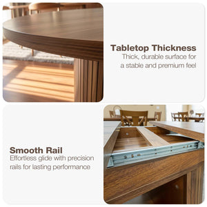 Extendable Round Dining Table 43–59 Inch with Storage Shelf