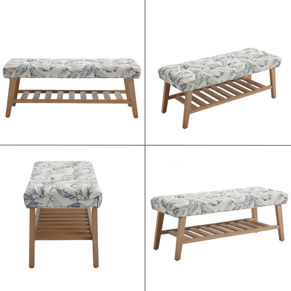 Upholstered Storage Bench with Shoe Shelf